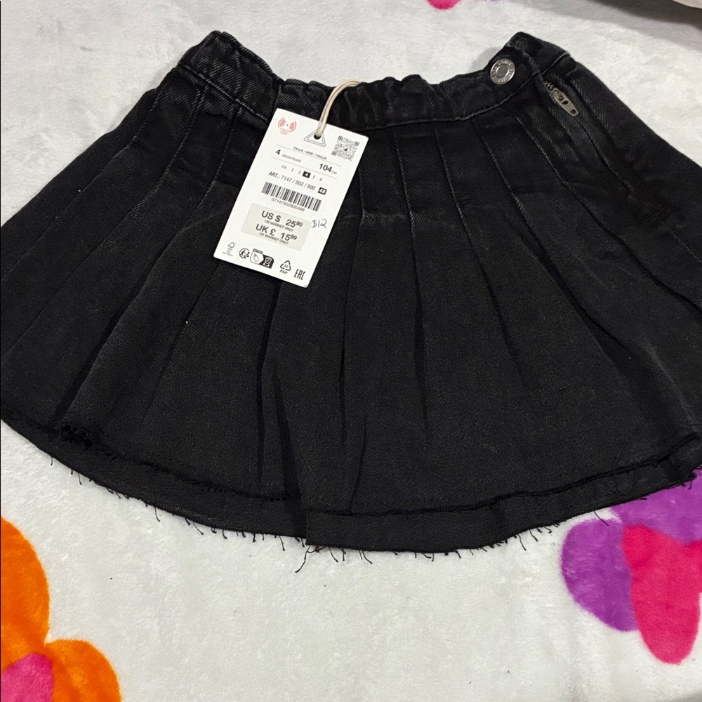 Zara Kids Black Pleated Skirt